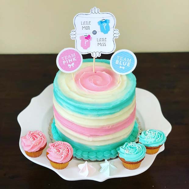 Rainbow Gender Reveal Cake Idea