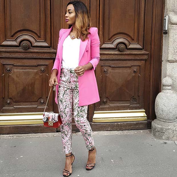 Pink and Floral Spring Work Outfit