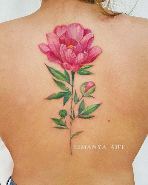 Beautiful Flower Back Tattoo Idea
