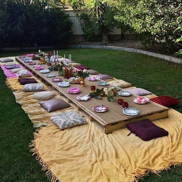 Bohemian Wedding Outdoor Seating Idea