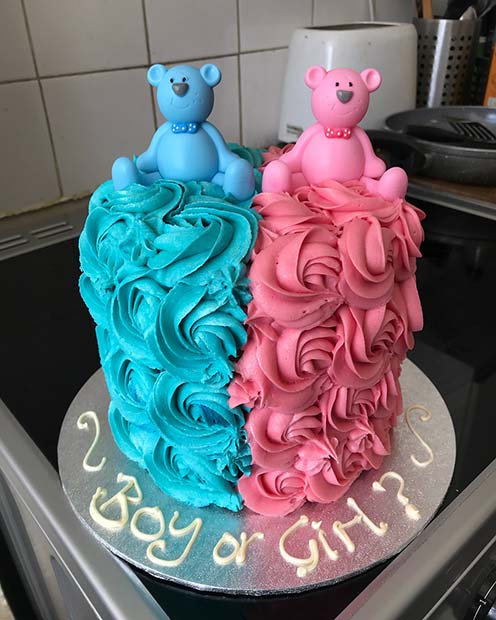 Adorable, Blue and Pink Gender Reveal Cake 
