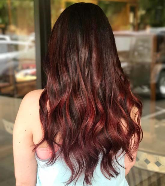 Dark Red Ombre Hair Color Idea