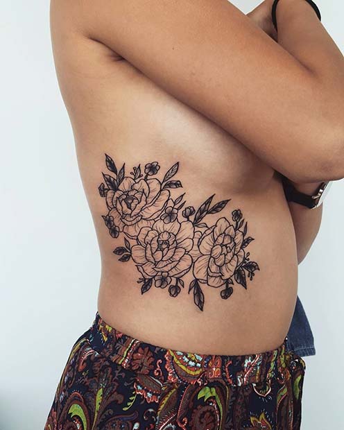 Large Floral Rib Tattoo