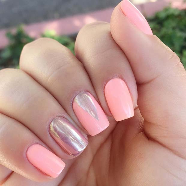 Pink and Chrome Summer Nails 