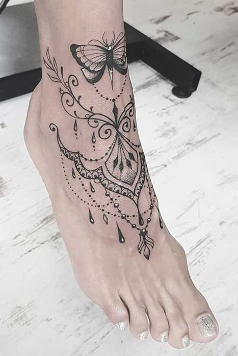 Pretty Butterfly Foot Tattoo Idea