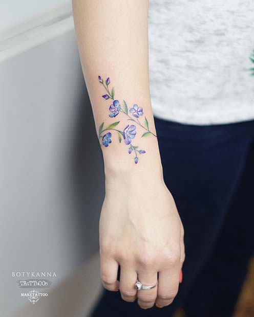 Pretty Wrist Flower Tattoo