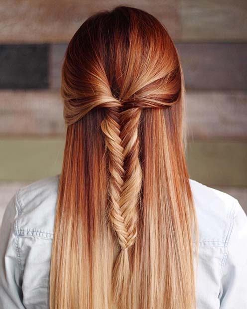 Red to Blonde Ombre Hair Color Idea