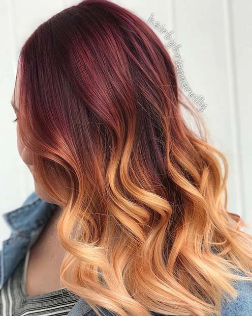 Red to Blonde Ombre Hair 