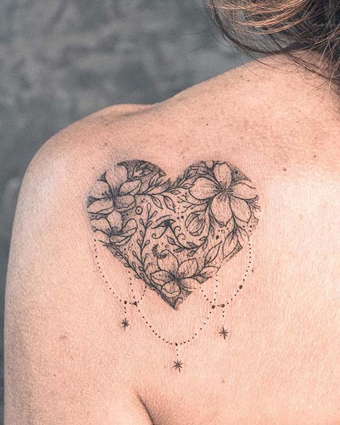 Beautiful Heart Shoulder Tattoo 