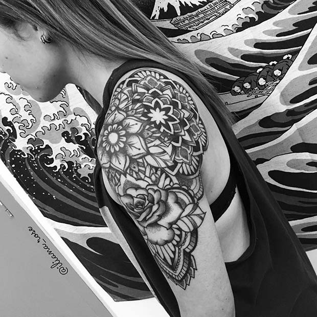Badass Shoulder Tattoo Idea for Women