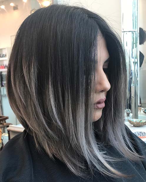 Silvery Gray Highlights for Dark Brown Hair