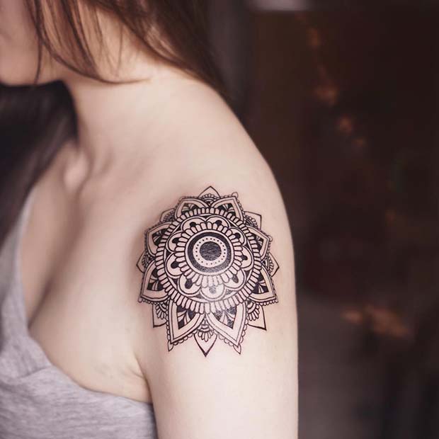 Mandala Shoulder Tattoo for Women