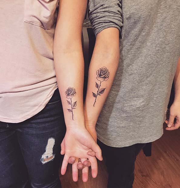 Matching Rose Tattoos for Siblings
