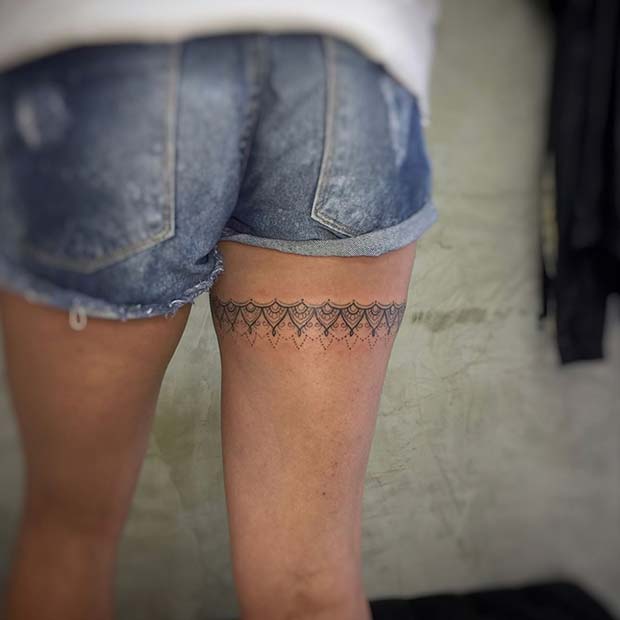 Stylish Garter Lace Tattoo Idea