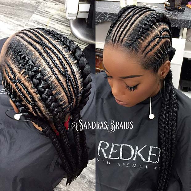 Trendy Thin and Thick Cornrows