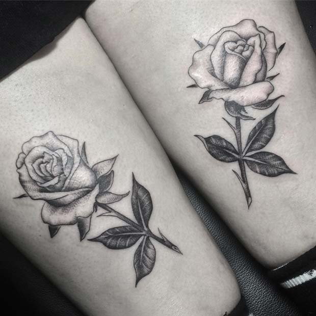 Two Roses Thigh Tattoos 