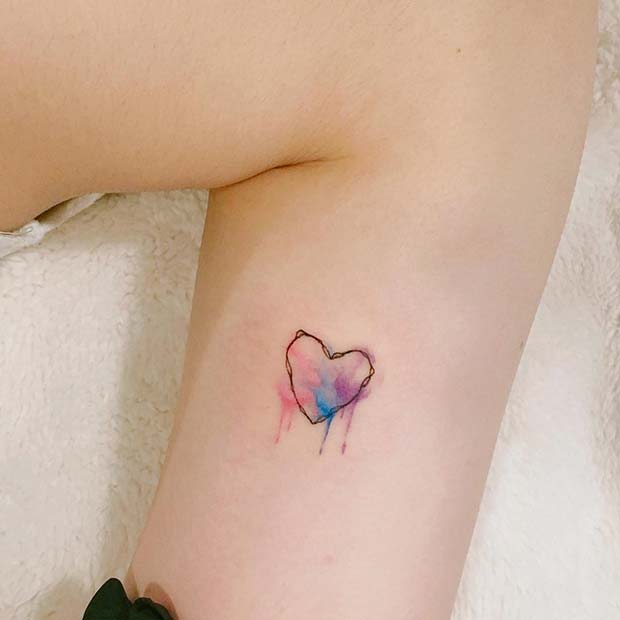 Artistic Watercolor Heart Tattoo Idea
