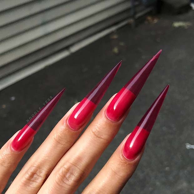 Bold, Long Red Stiletto Nails