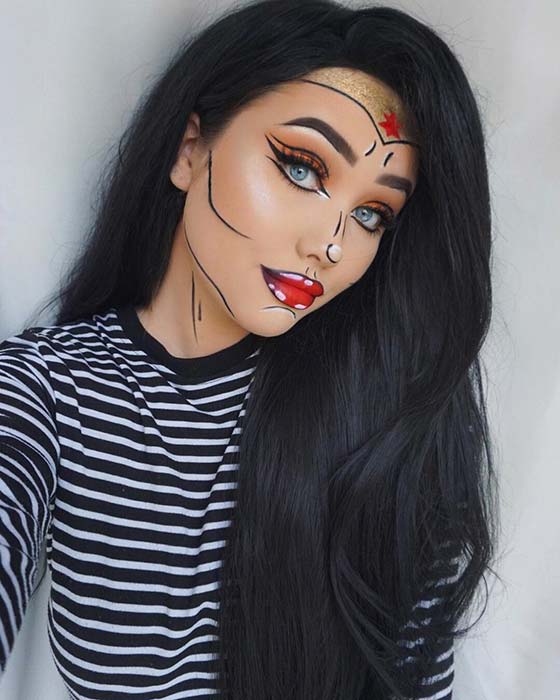 Comic Book Wonder Woman Makeup for Halloween