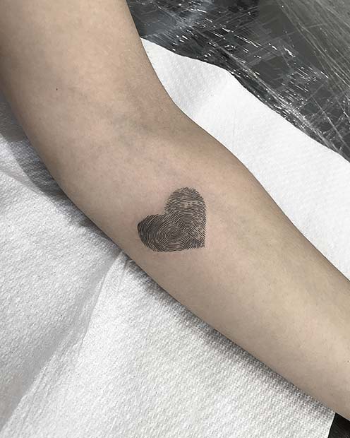 Cool Fingerprint Heart Tattoo