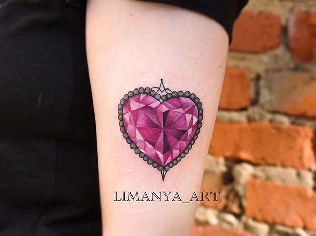 Crystal Heart Tattoo Idea