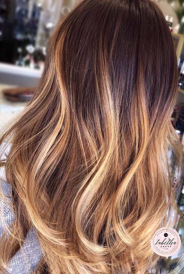 Golden Blonde Balayage with Dark Roots 