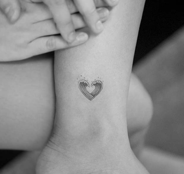 Tiny, Heart Wave Tattoo Design