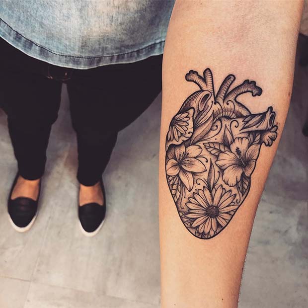 Realistic Heart Tattoo Design