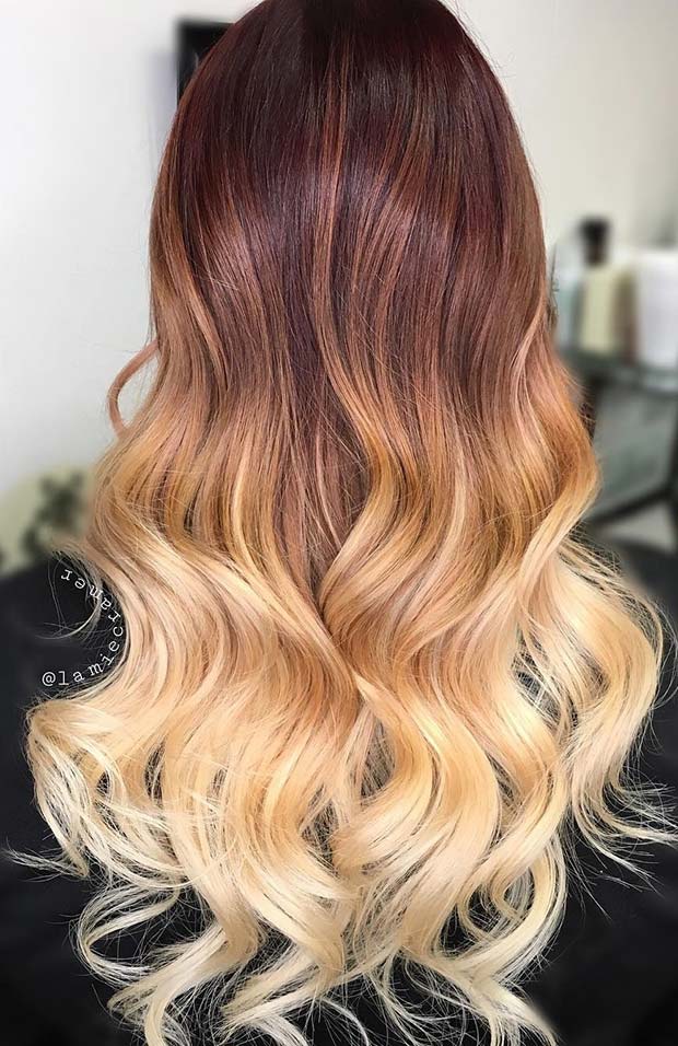 Red to Blonde Ombre Hair
