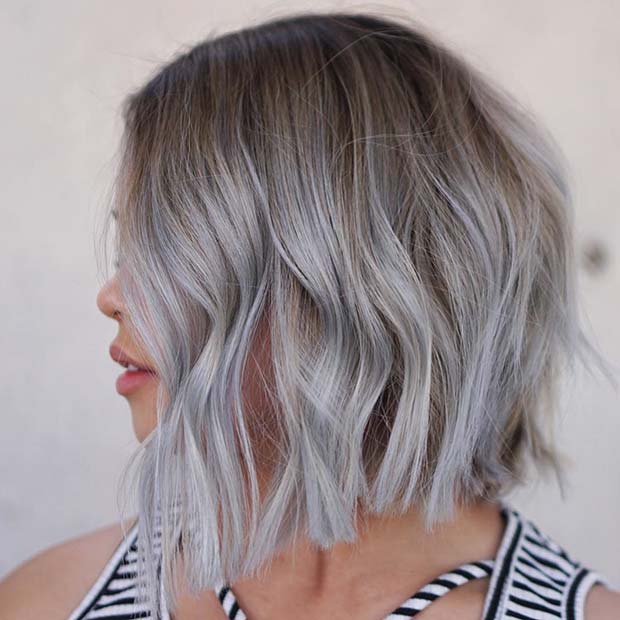 Light Brown to Silver Ombre Bob