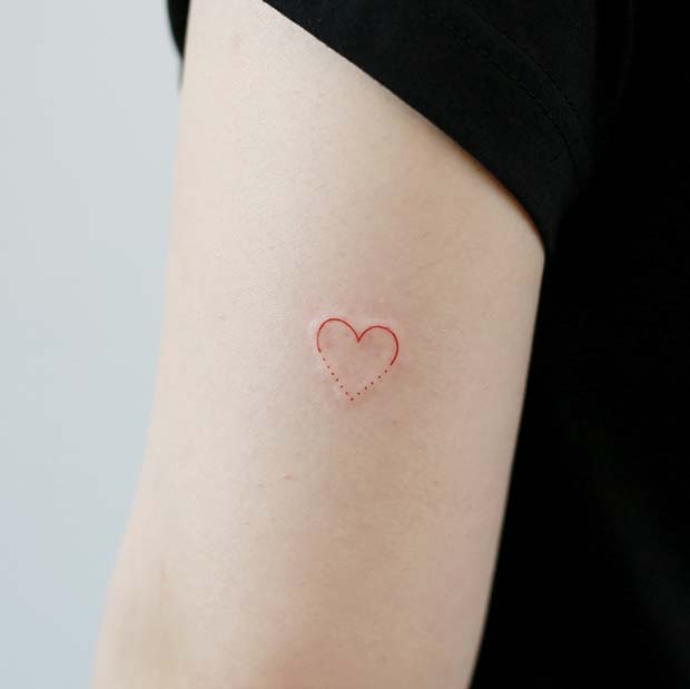 Simple Red Heart Tattoo Design