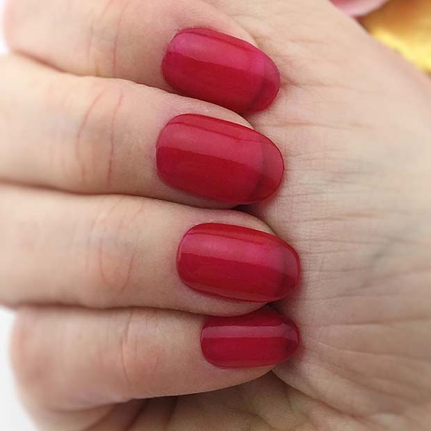 Short , Red Jelly Nails