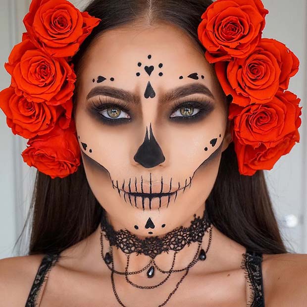Pretty Sugar Skull Makeup Idea for Halloween