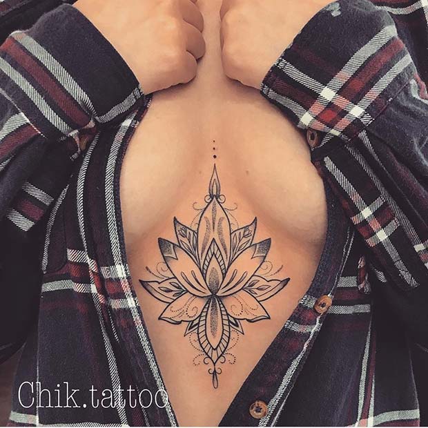 Trendy Lotus Tattoo Design 