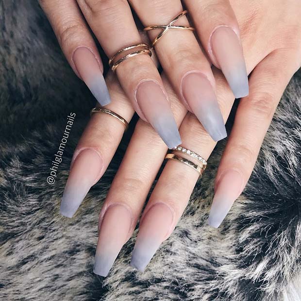 Trendy Ombre Coffin Nails 