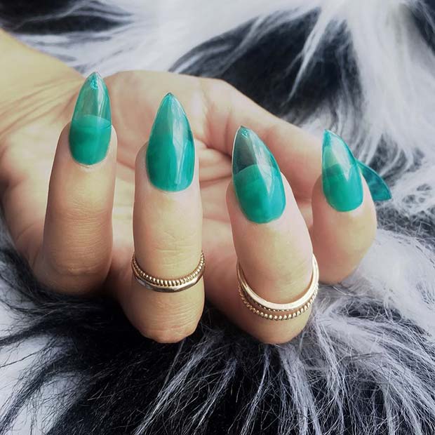 Trendy Turquoise Jelly Nails