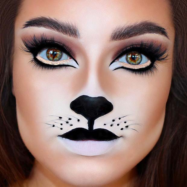 Cat Face Makeup Idea for Halloween 
