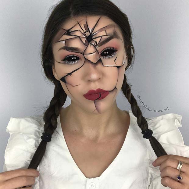 Broken Doll Makeup Idea for Halloween