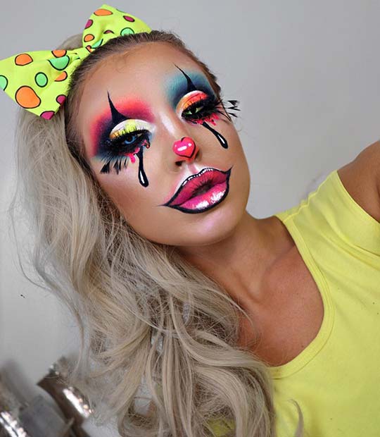 Creative Clown Makeup for Halloween 