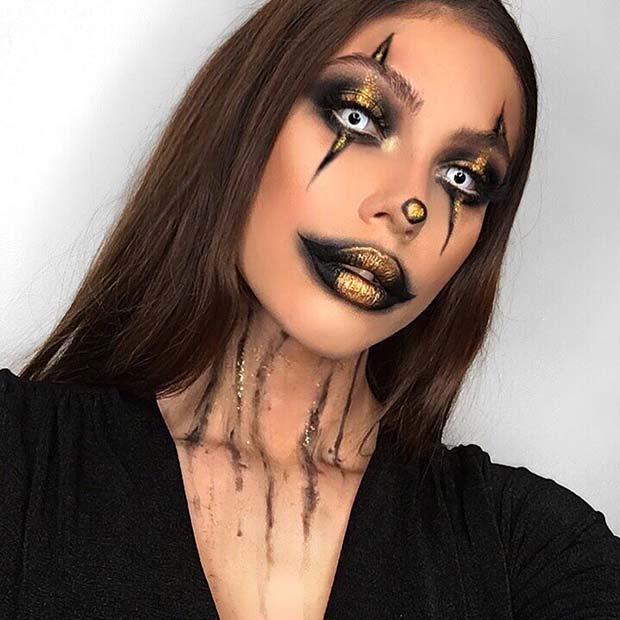 Creepy Clown Makeup Idea for Halloween 
