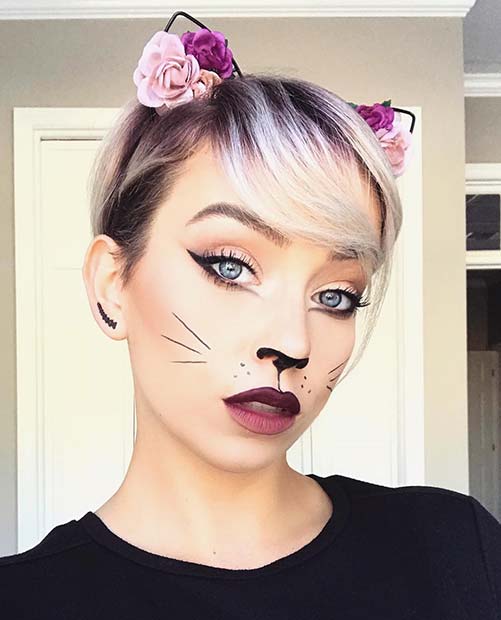 Cute and Simple Cat Makeup for Halloween