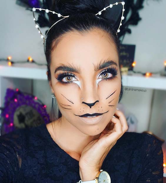 Glamorous Kitten Halloween Makeup