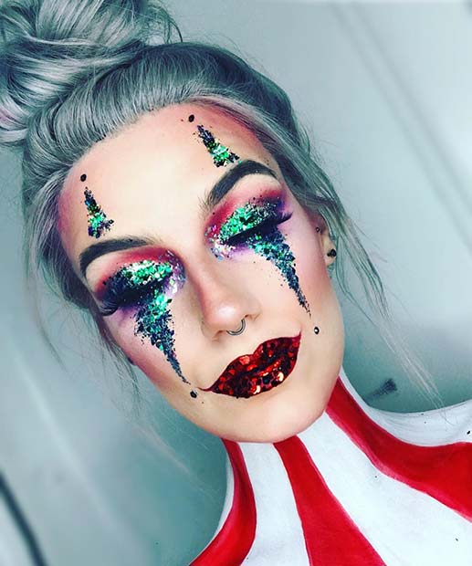 Glitter Clown Unique Halloween Makeup