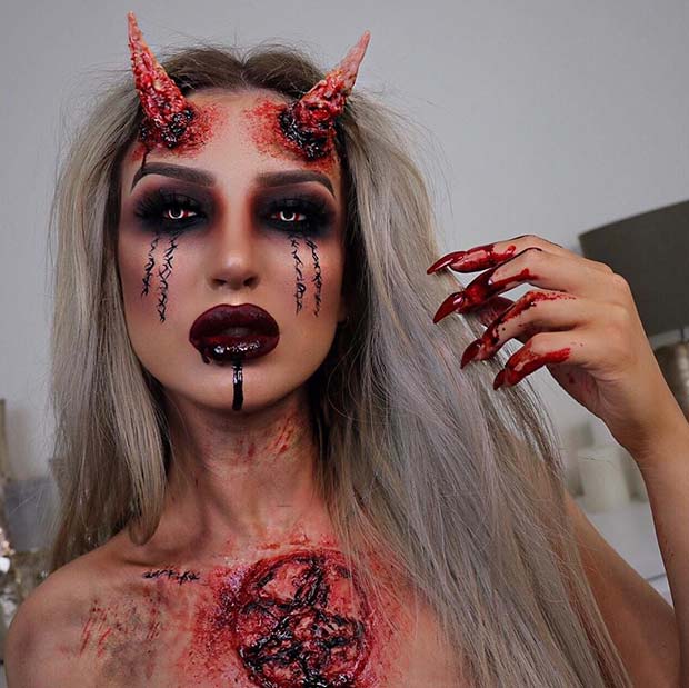 Gory Demon Makeup for Halloween 2018