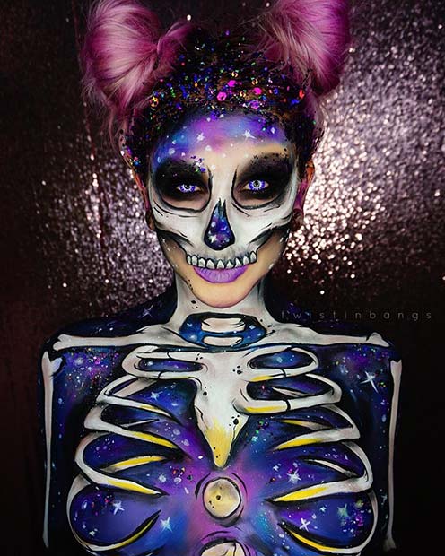 Intergalactic Skeleton Makeup for Halloween