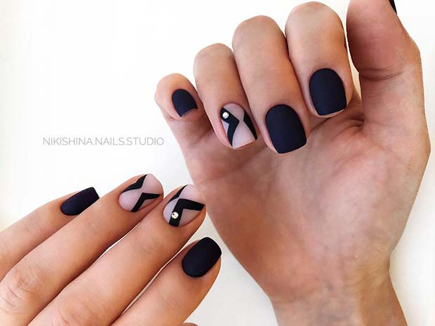 Simple Matte Black Nails 