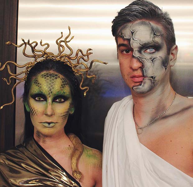 Medusa and Stone Statue Couples Halloween Costume