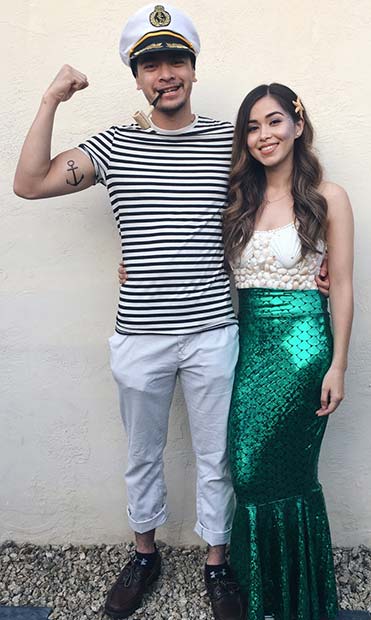 Mermaid and Sailor Halloween Costume for Couples