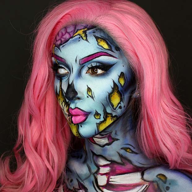 Pop Art Zombie Halloween Makeup