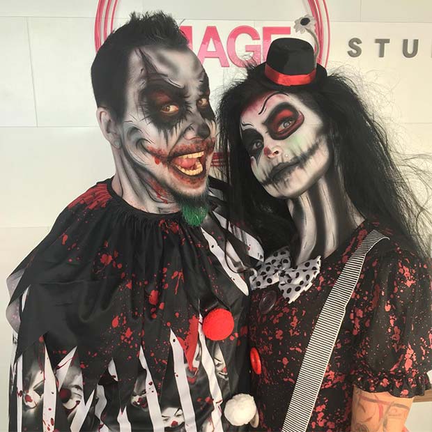Scary Clowns Couples Halloween Costume